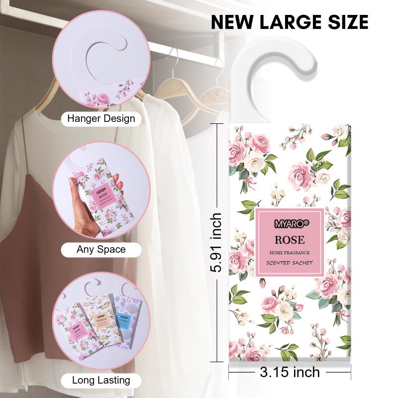 MYARO 12 Packs Large Sachets for Drawer & Closet Air Freshener Scent Potpourri Bag Long Lasting Deodorizer 6 Scents - Lavender, Rose, Jasmine, Ocean, Vanilla, Lily - Image 5